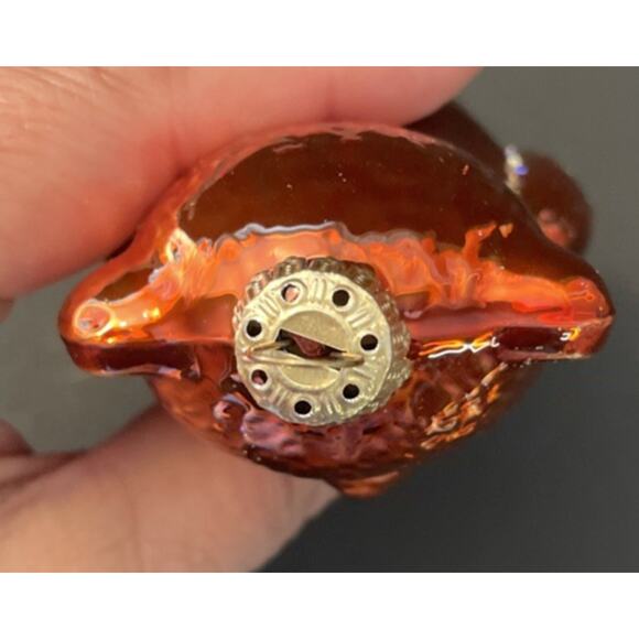 Vintage Lauscha Glas Creation Bear Christmas Ornament Blown Glass Orange Vest - Picture 6 of 8